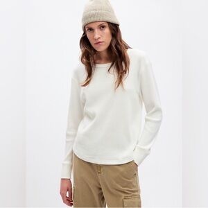 Women’s Gap Sweats Waffle Crewneck Long Sleeve Top